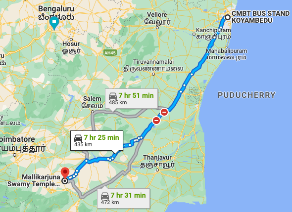 Chennai to Kondarangi Hills Distance